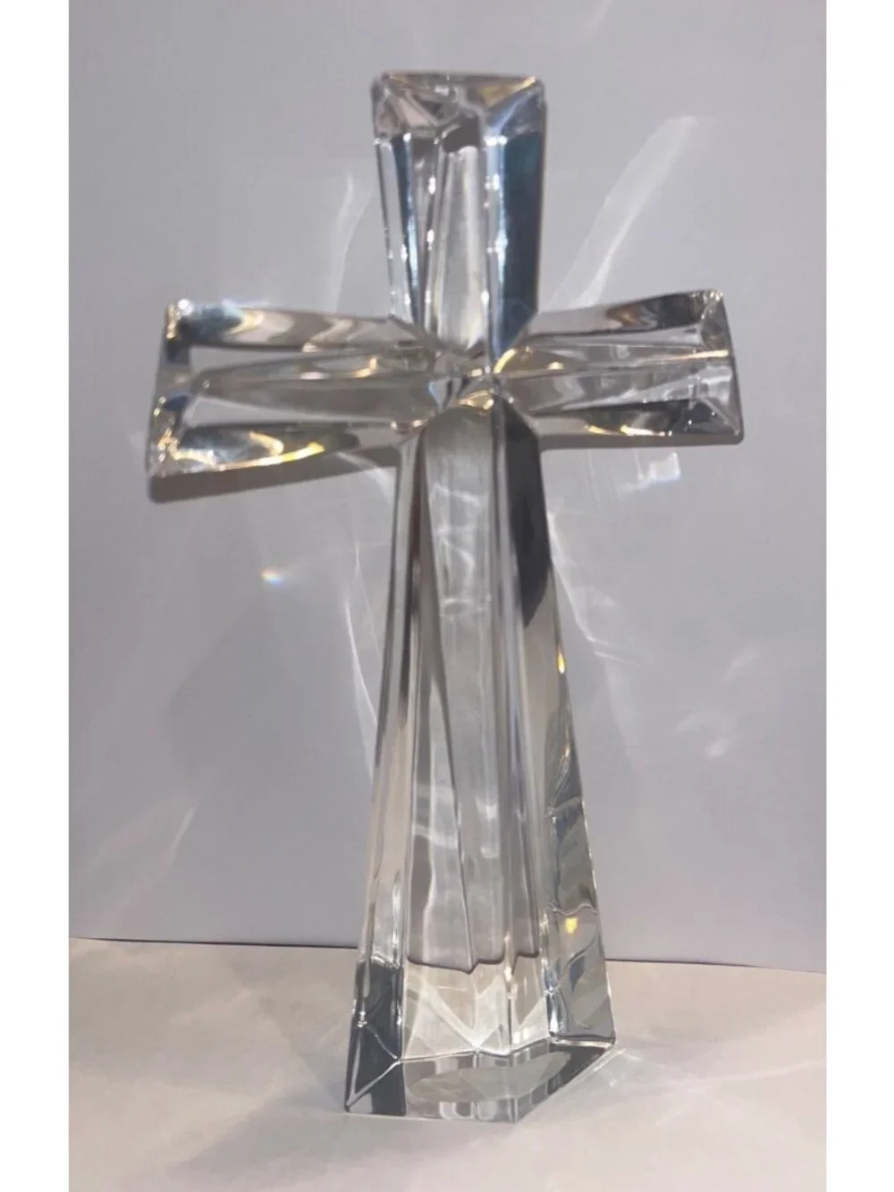 24% Lead Crystal Bohemian Teleflora Cross Figurine Made In Czech Republic - Picture 4 of 5